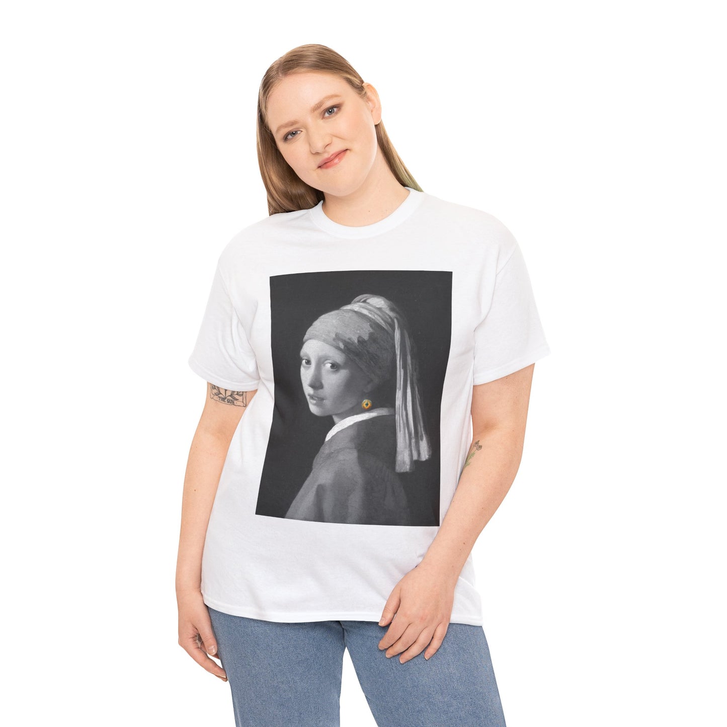 Girl with an Ethereum Earring B&W T-shirt