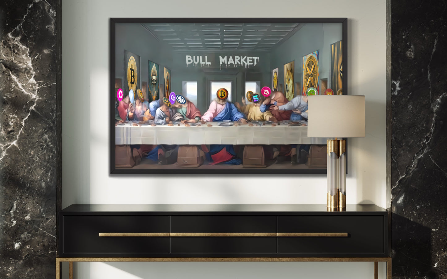 Crypto Last Supper Framed poster