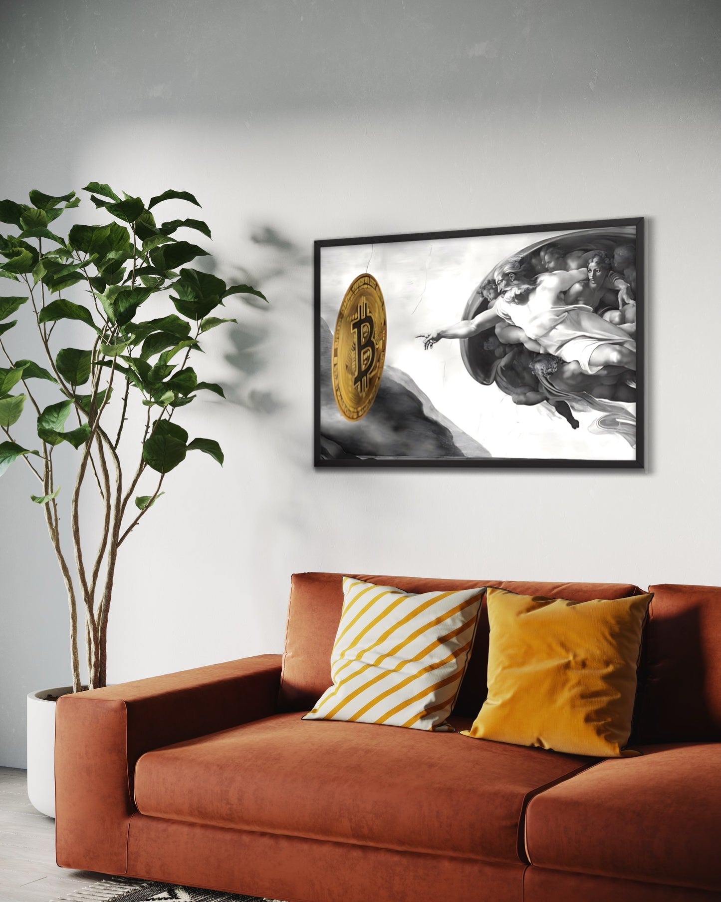 Creation of Bitcoin B&W Framed poster