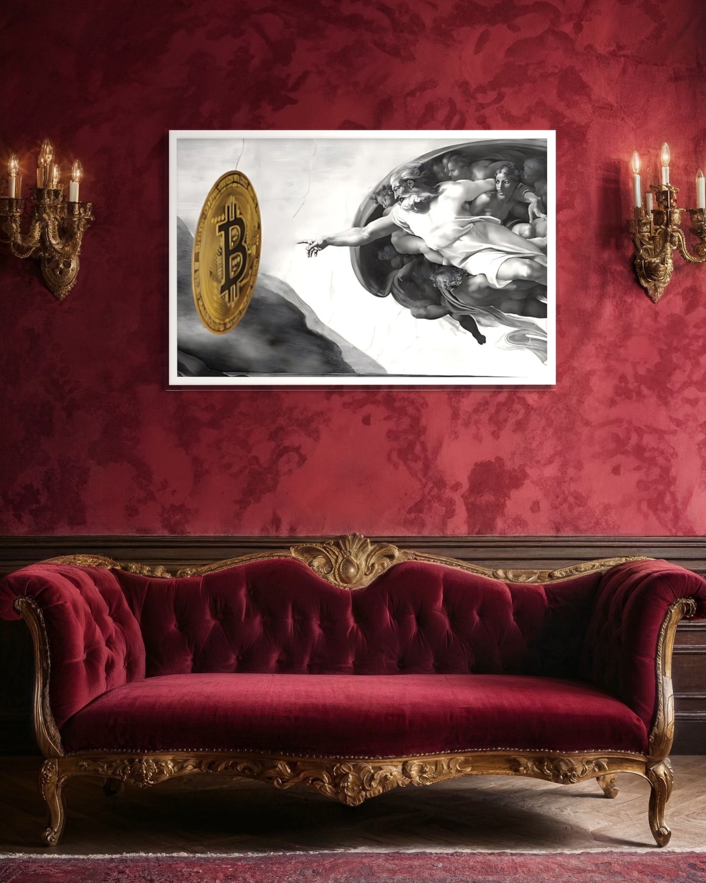 Creation of Bitcoin B&W Framed poster