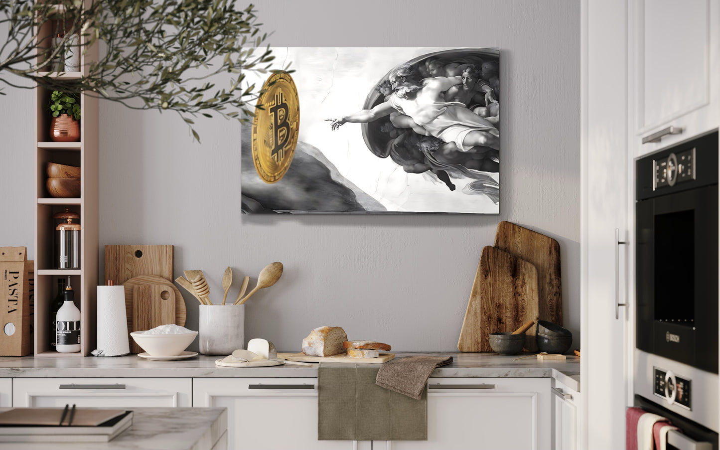 Creation of Bitcoin B&W Metal prints