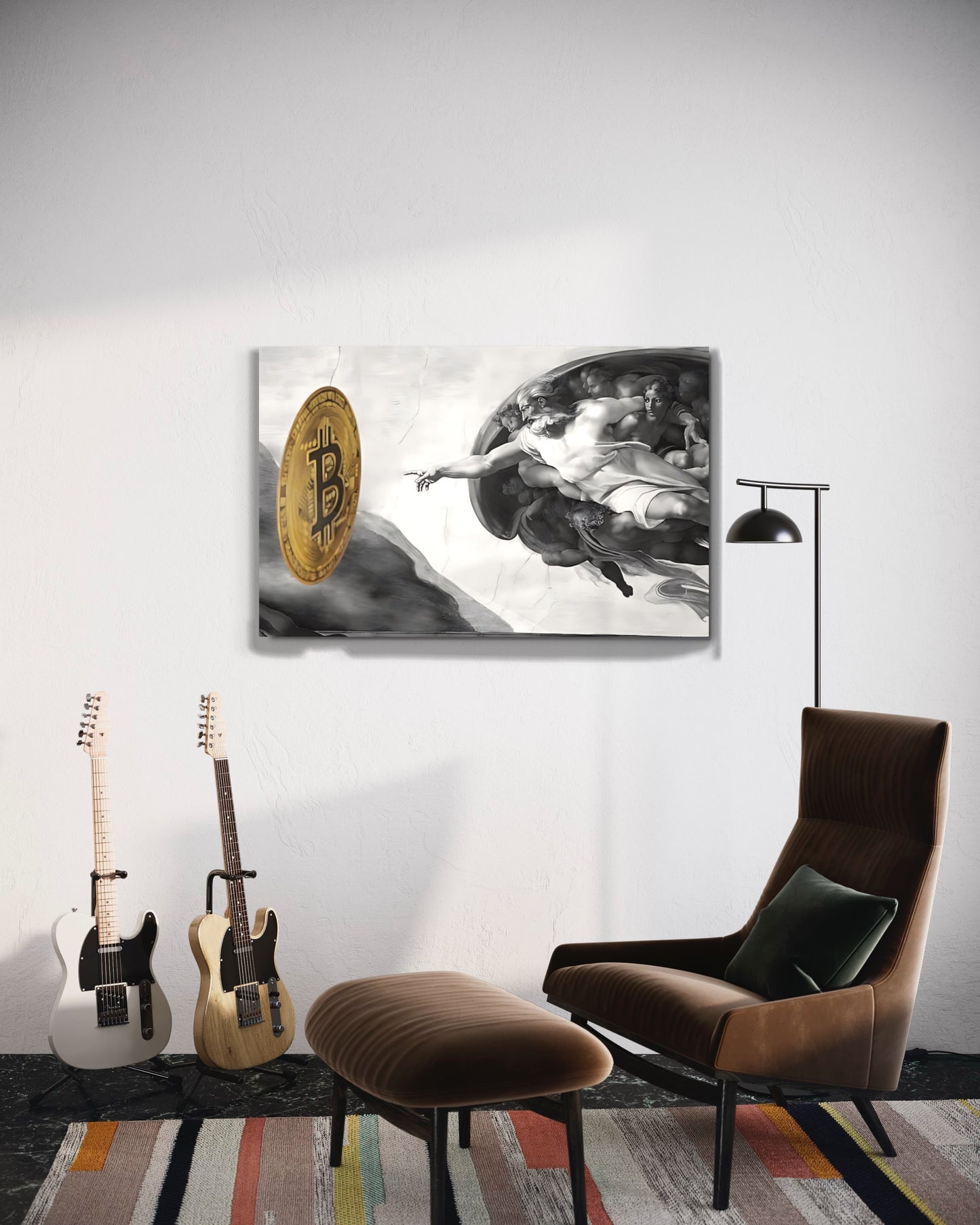 Creation of Bitcoin B&W Metal prints