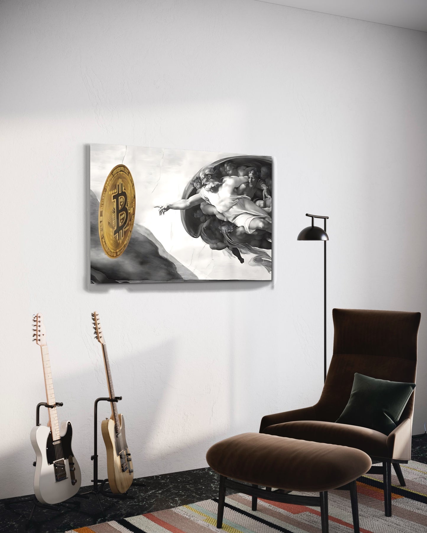 Creation of Bitcoin B&W Metal prints