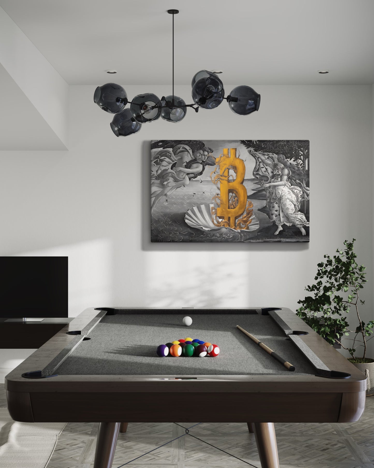 The Birth of Bitcoin B&W Canvas