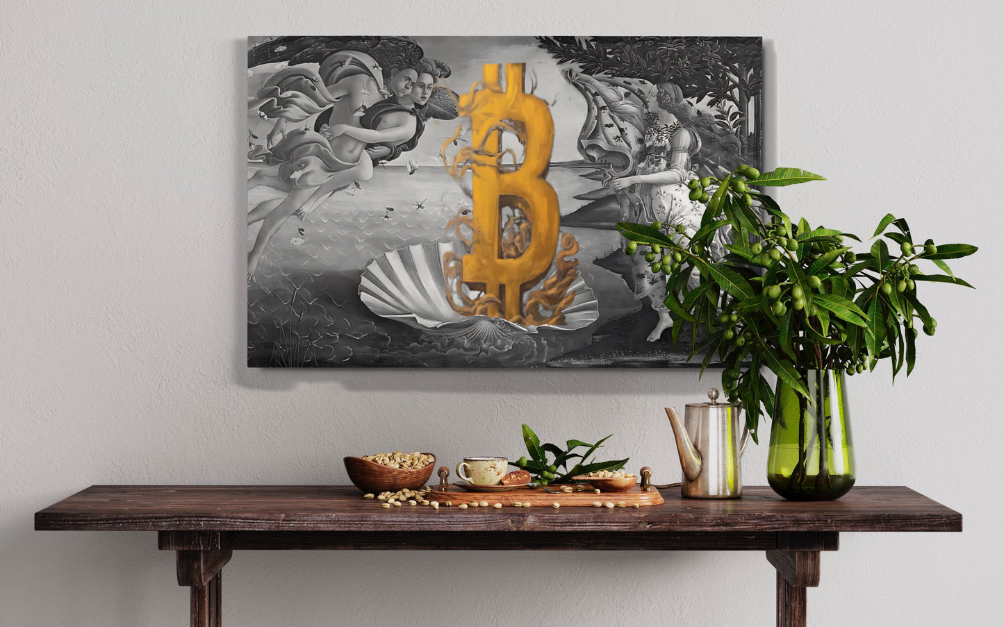 The Birth of Bitcoin B&W Metal prints