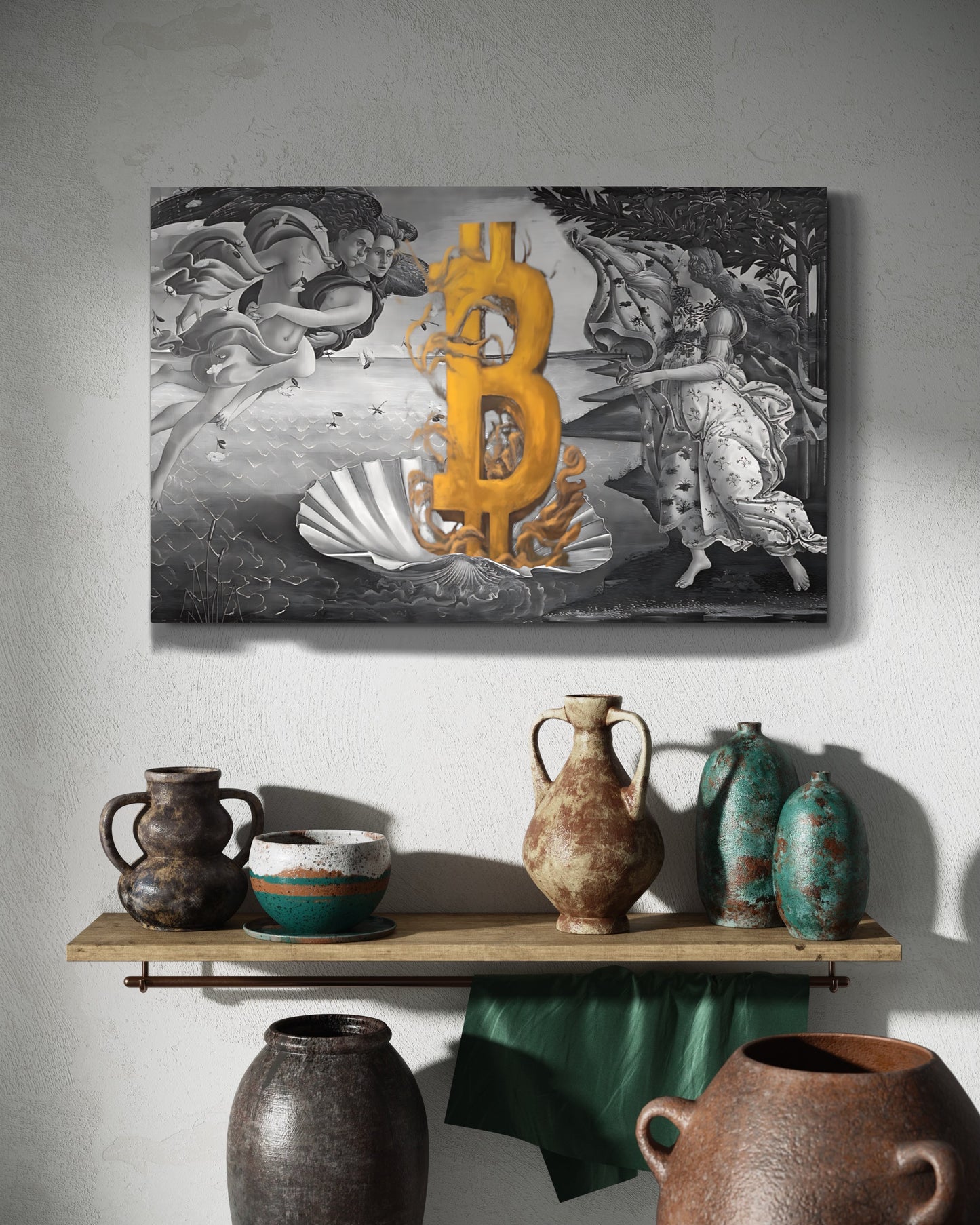 The Birth of Bitcoin B&W Metal prints