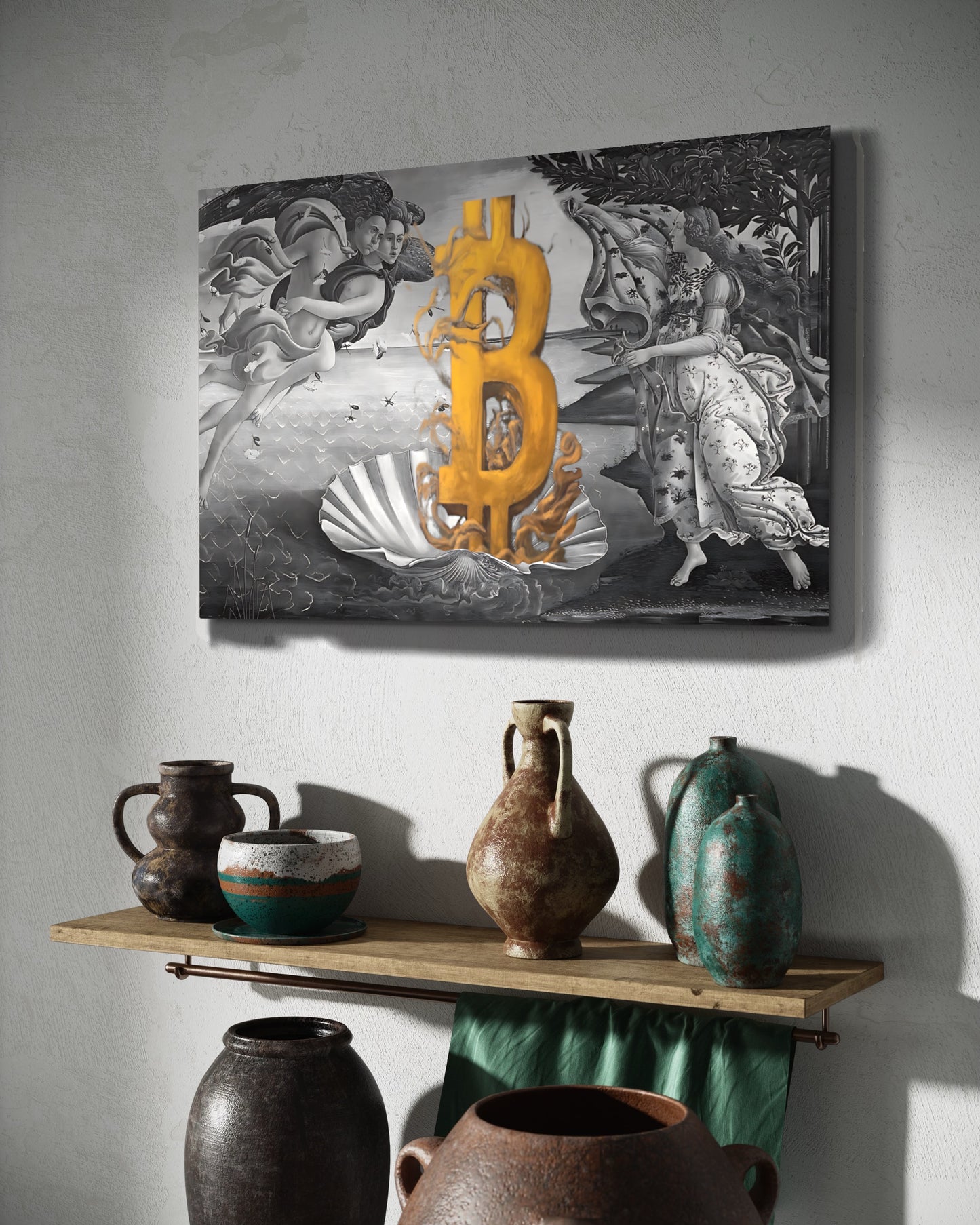 The Birth of Bitcoin B&W Metal prints