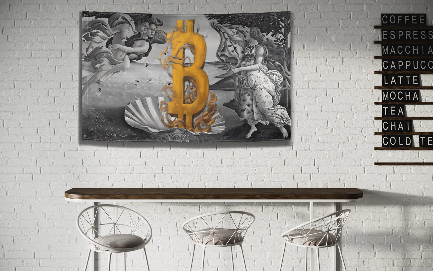 The Birth of Bitcoin B&W Flag