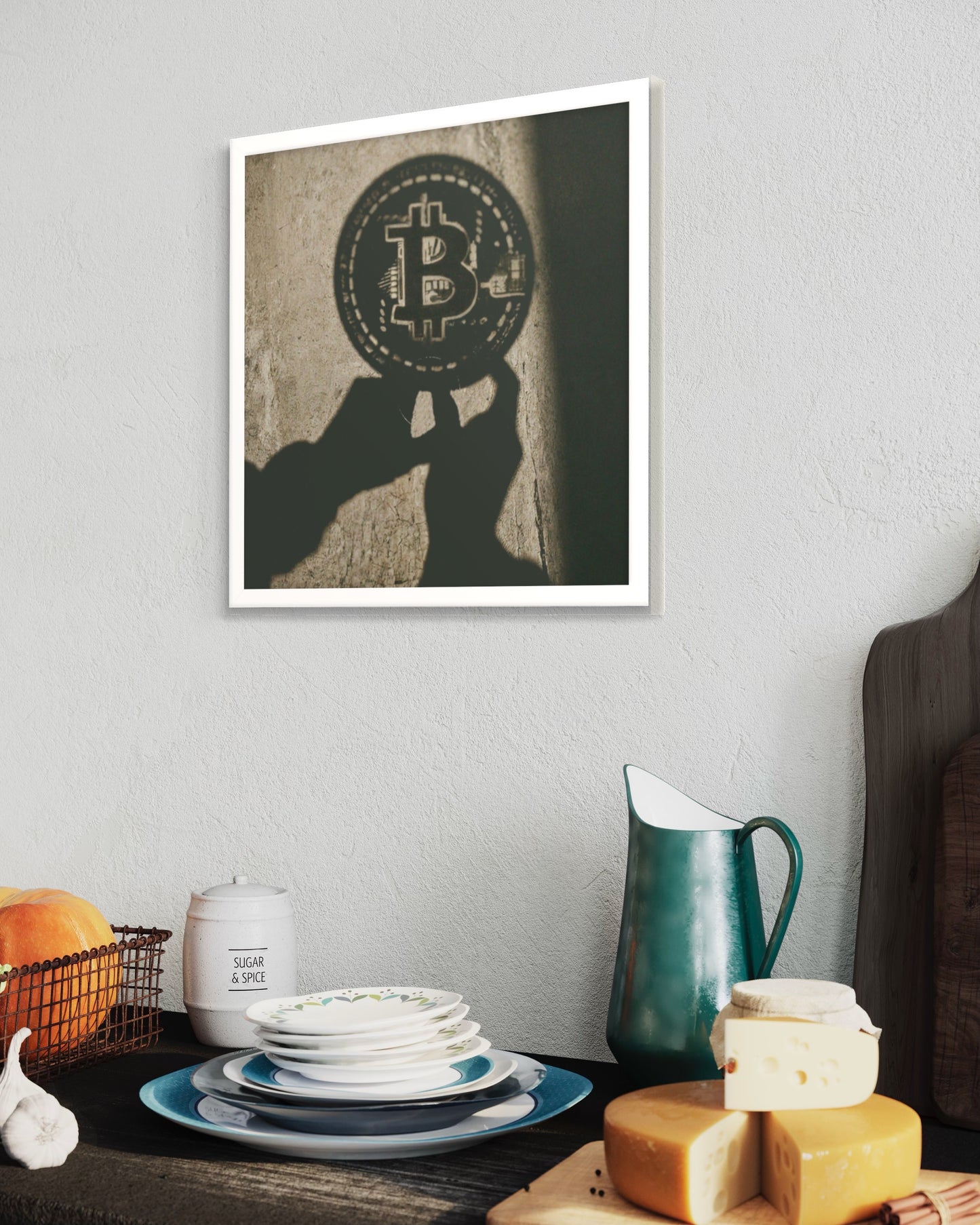 The Shadow of Bitcoin Framed poster