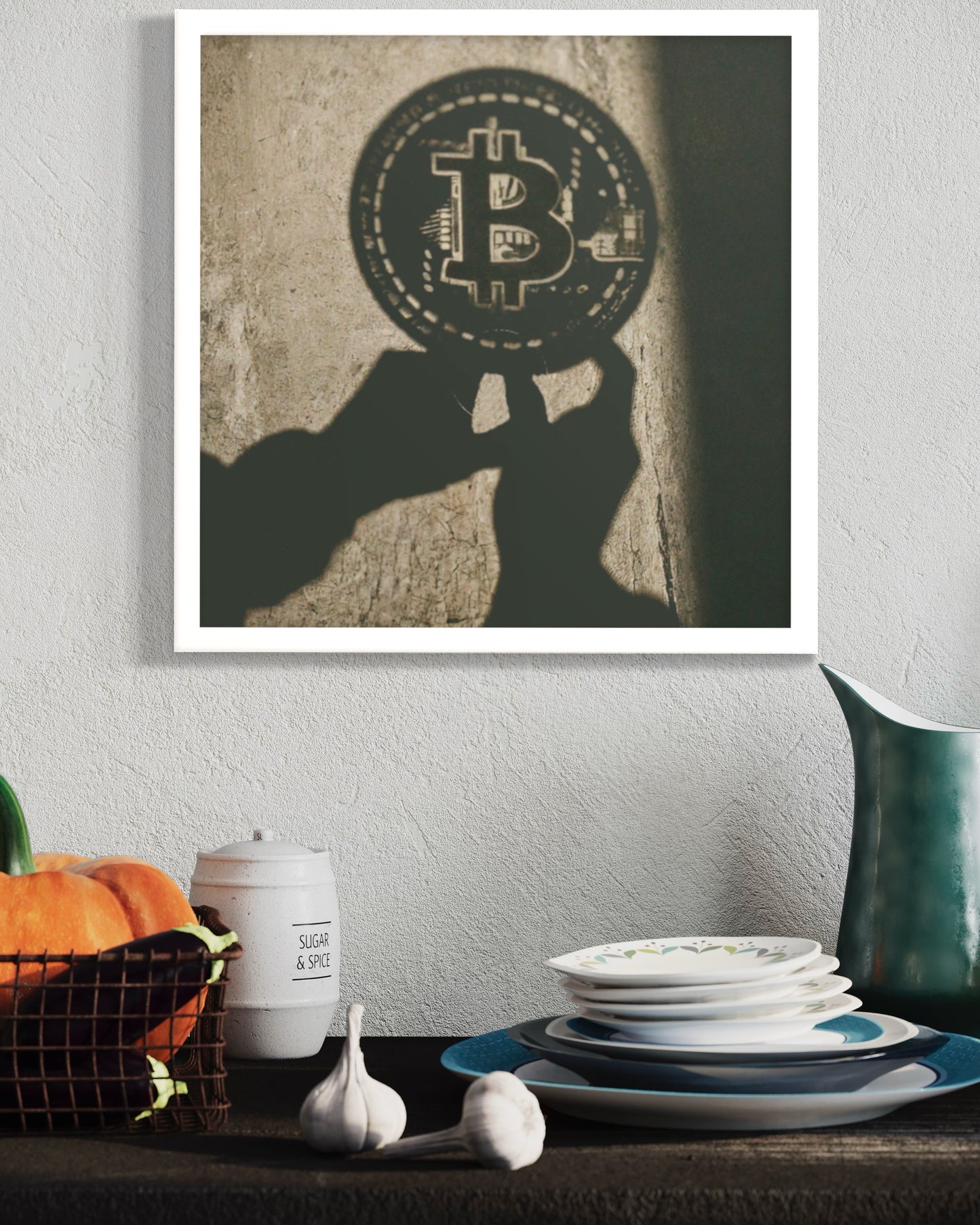 The Shadow of Bitcoin Framed poster