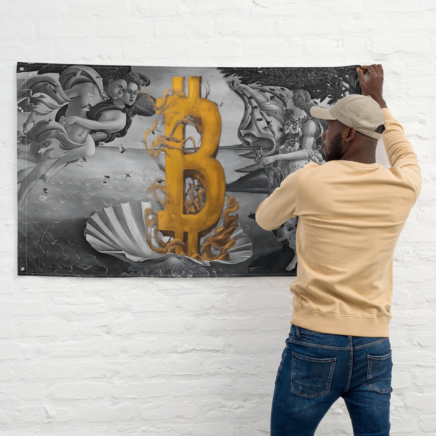 The Birth of Bitcoin B&W Flag