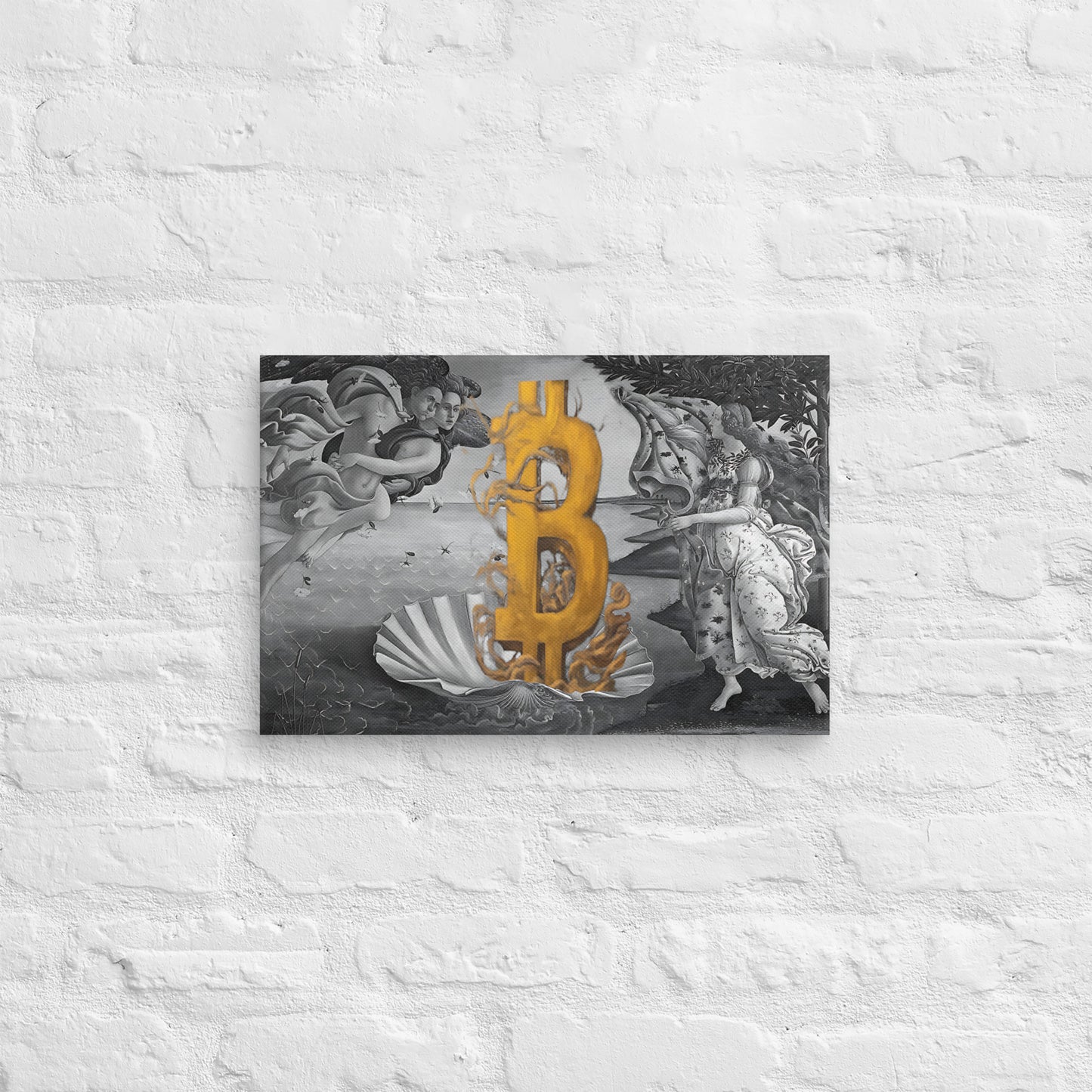 The Birth of Bitcoin B&W Canvas