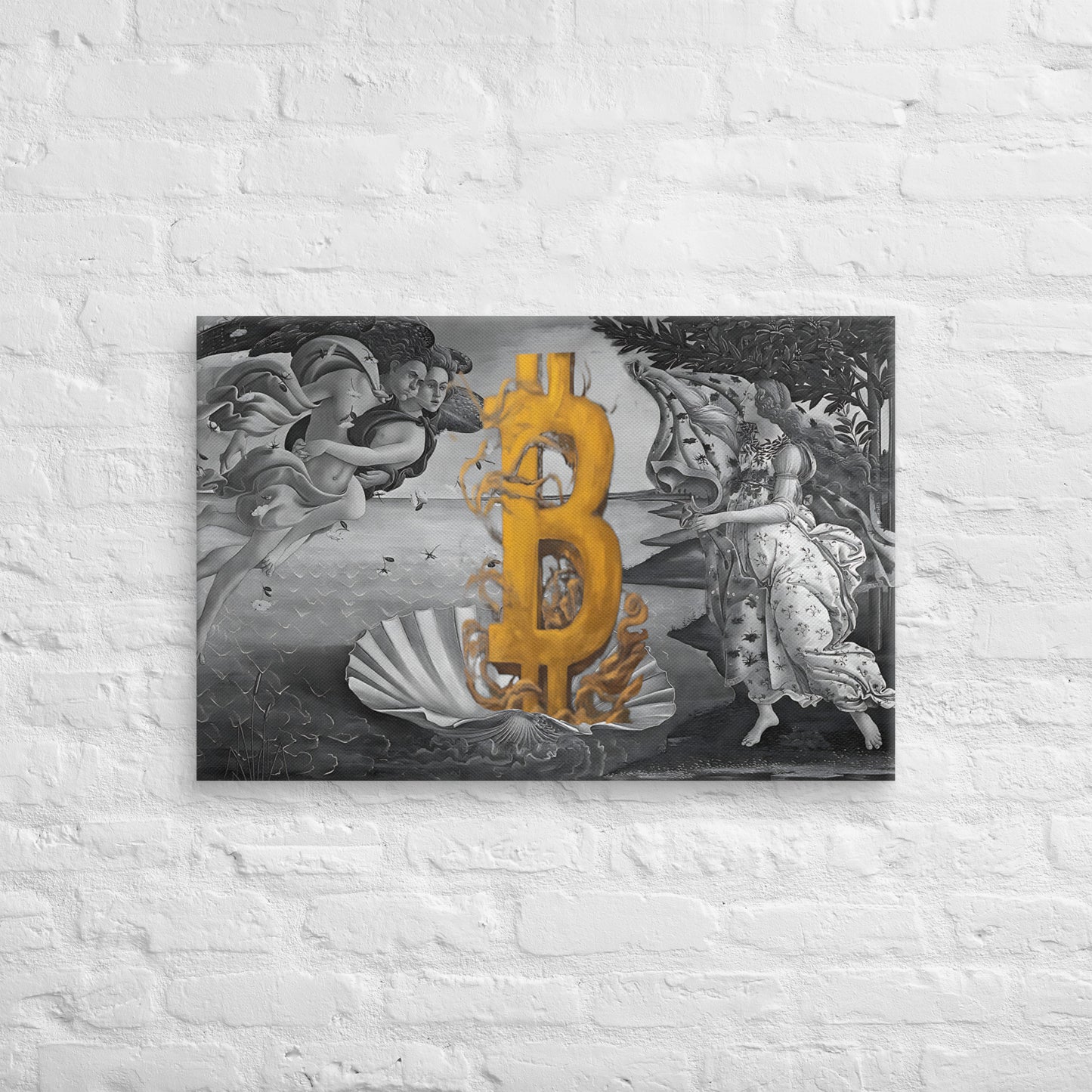 The Birth of Bitcoin B&W Canvas