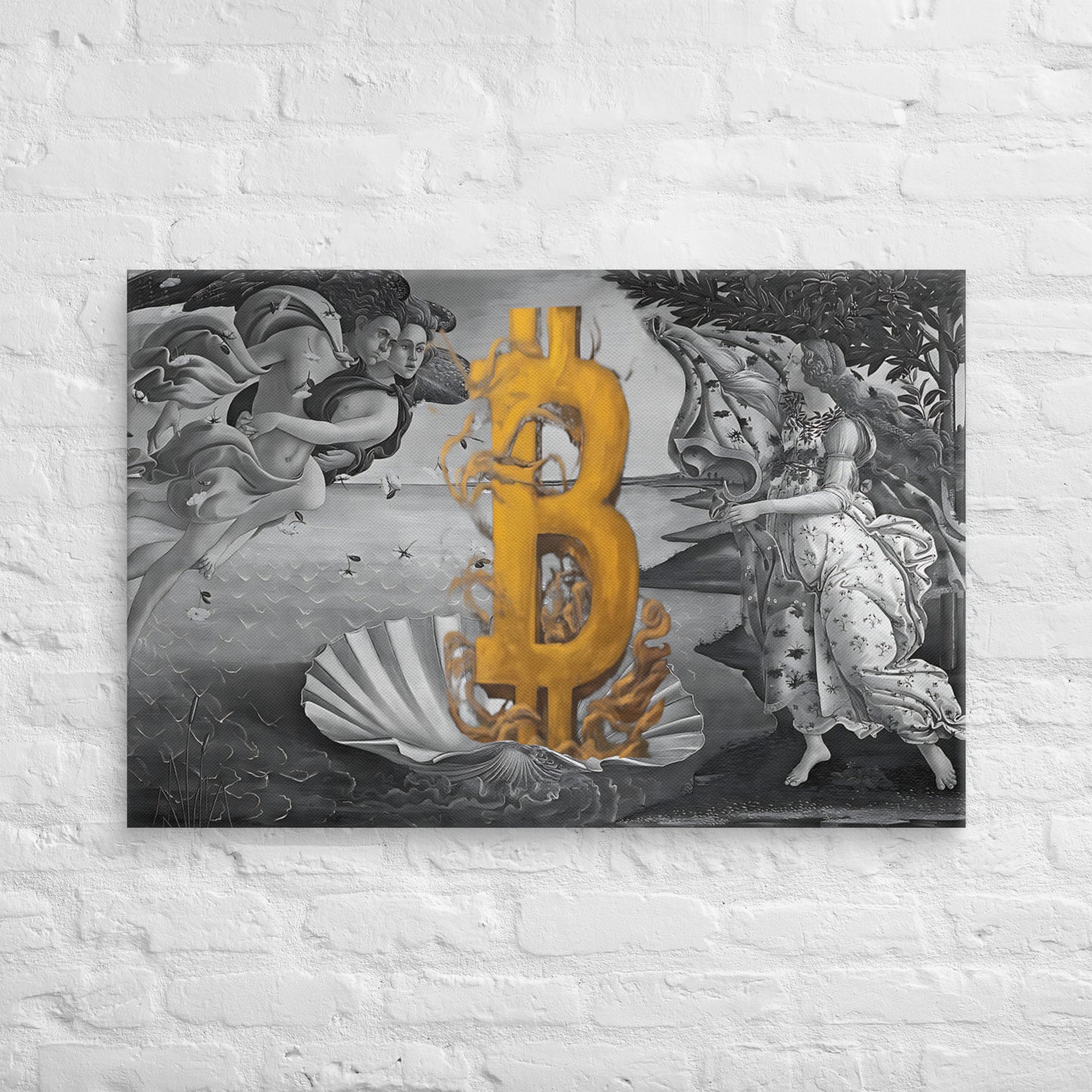 The Birth of Bitcoin B&W Canvas