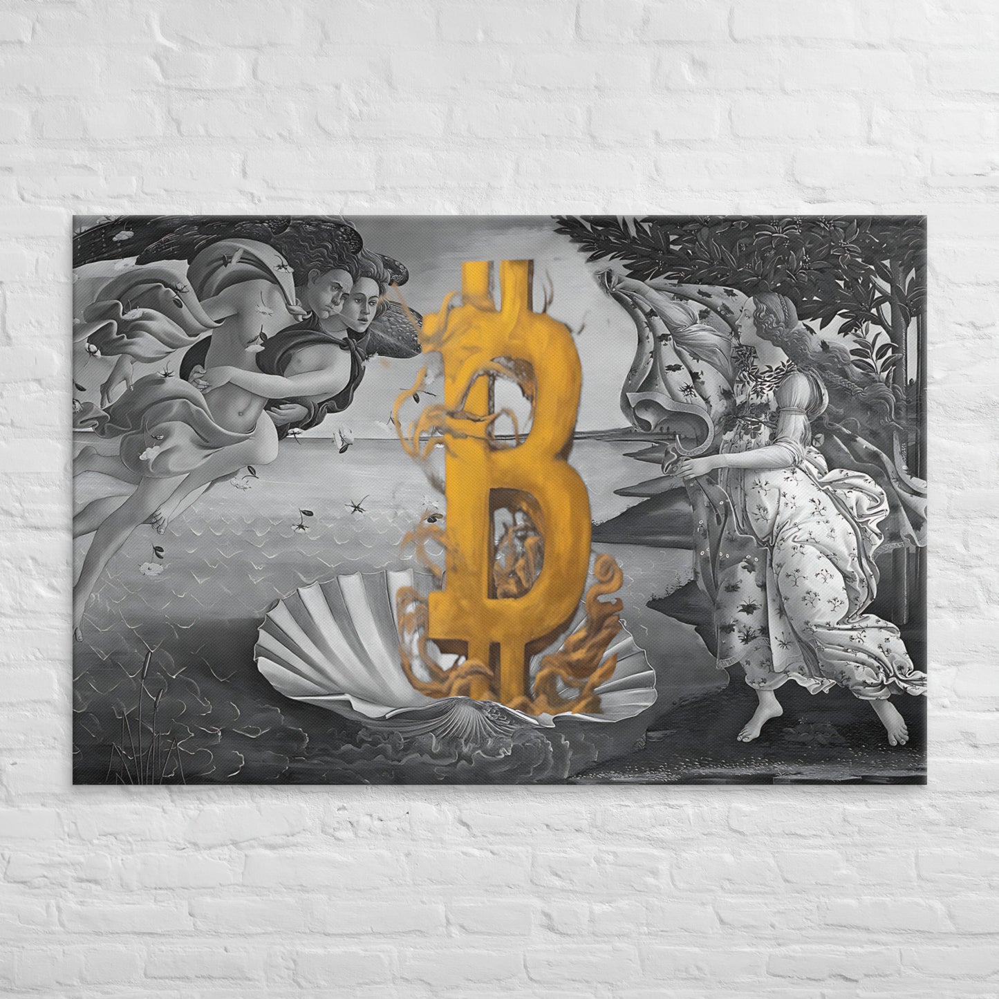 The Birth of Bitcoin B&W Canvas