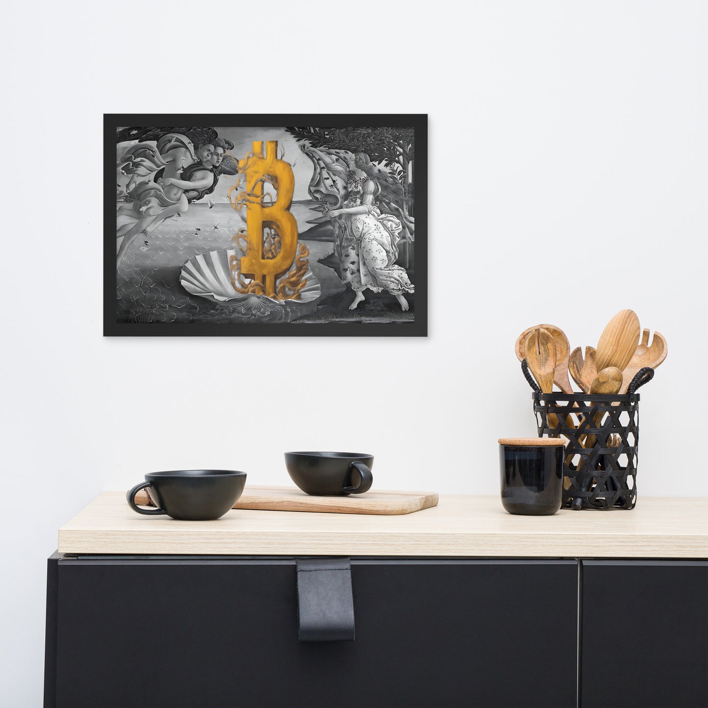 The Birth of Bitcoin B&W Framed poster