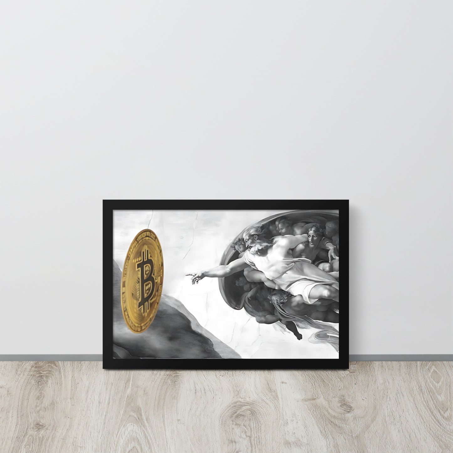 Creation of Bitcoin B&W Framed poster