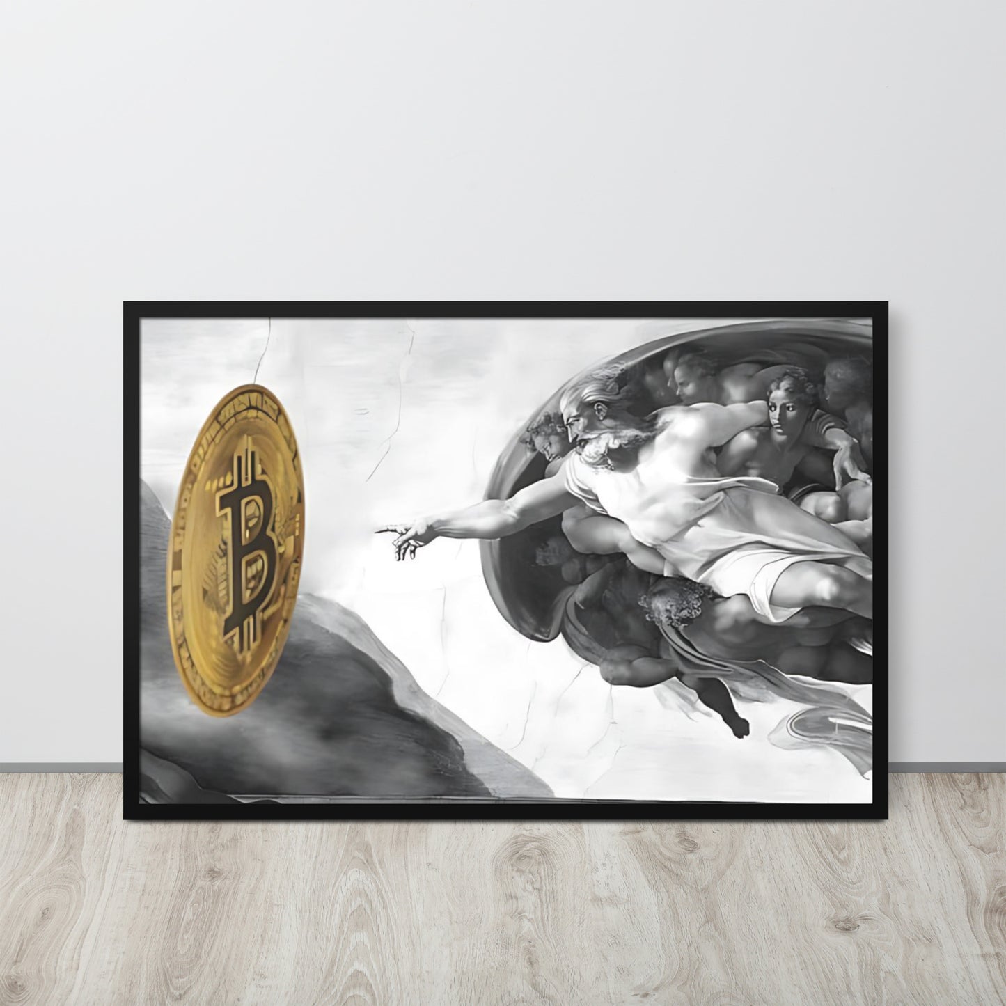 Creation of Bitcoin B&W Framed poster