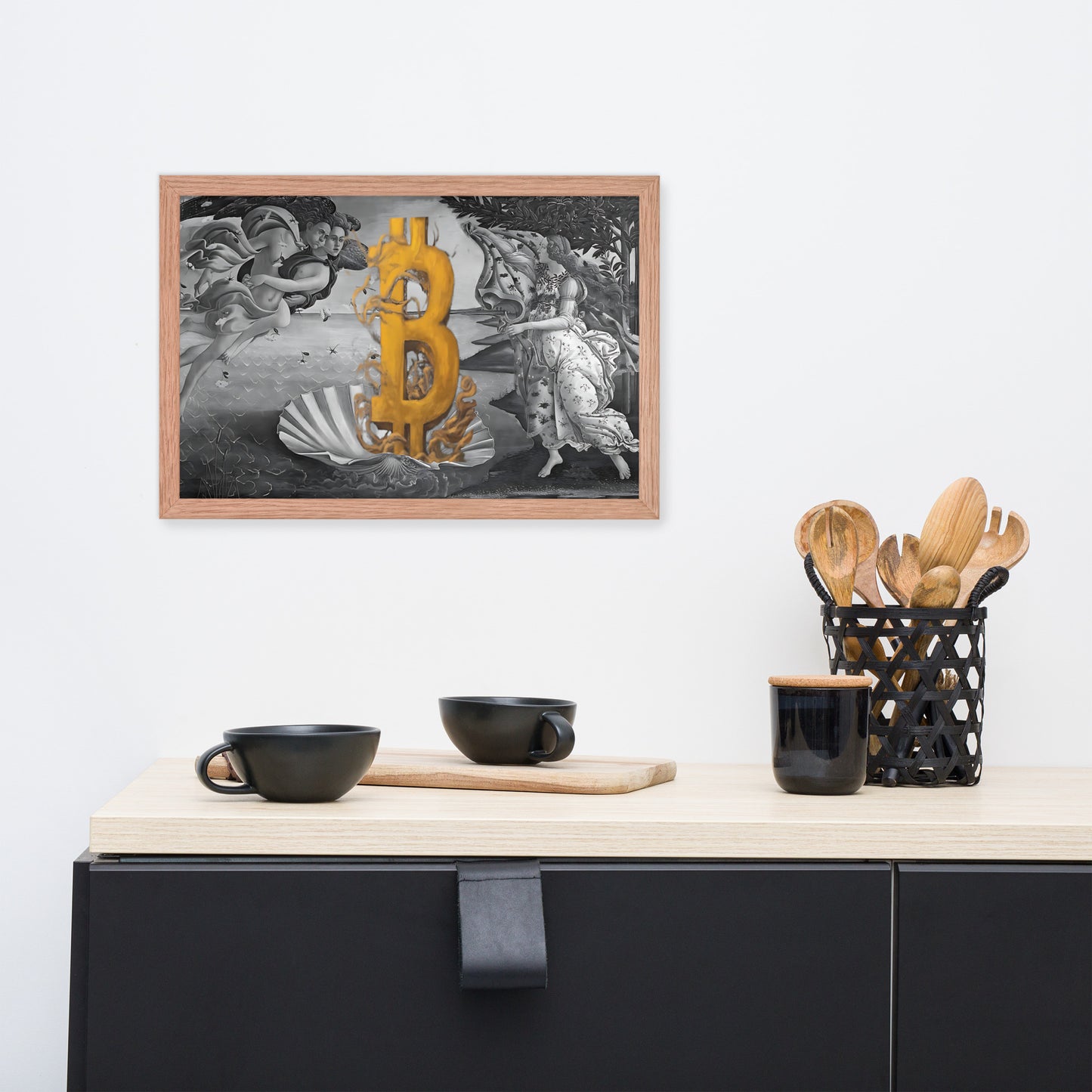 The Birth of Bitcoin B&W Framed poster