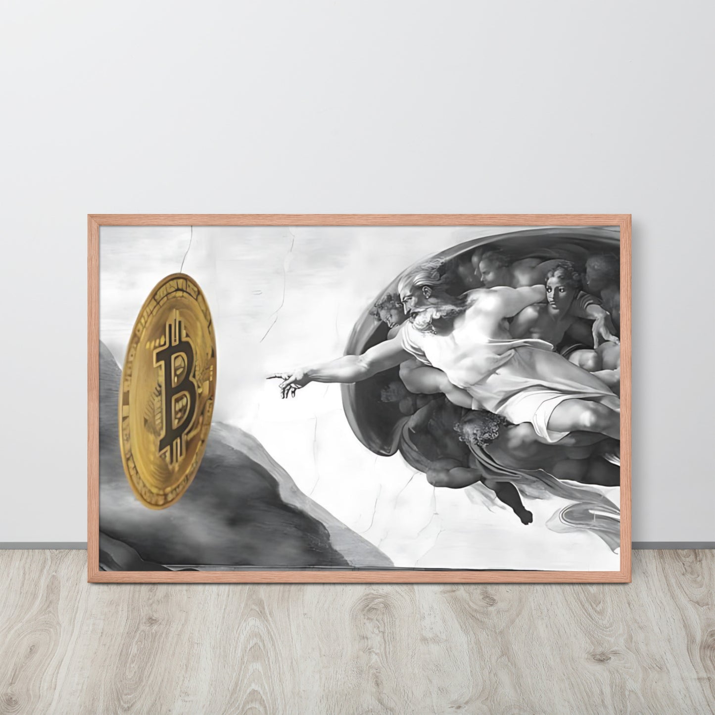 Creation of Bitcoin B&W Framed poster