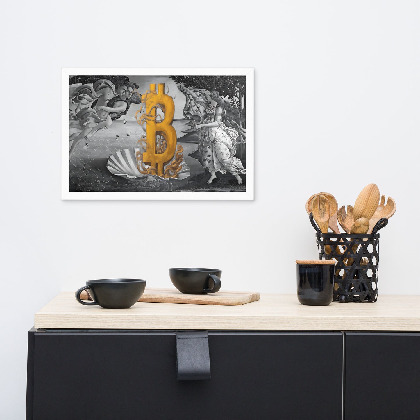 The Birth of Bitcoin B&W Framed poster