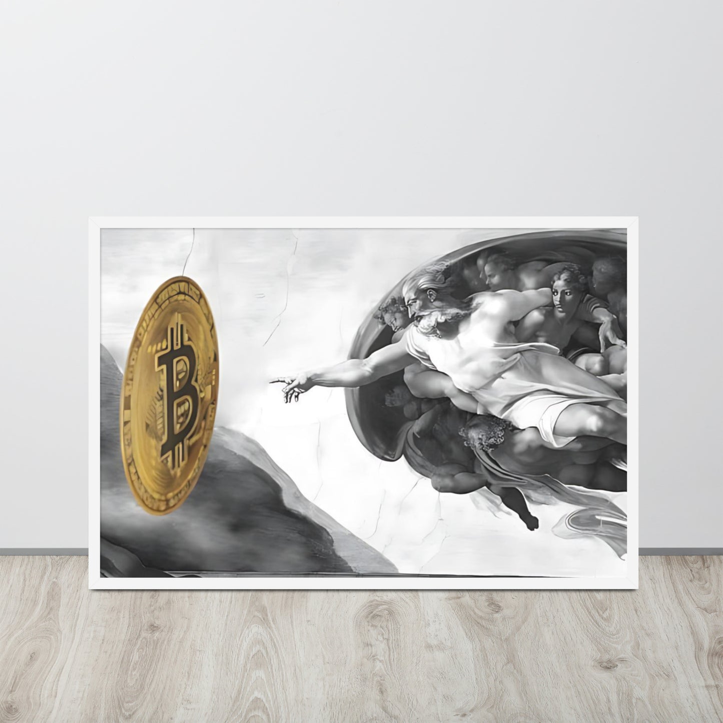 Creation of Bitcoin B&W Framed poster