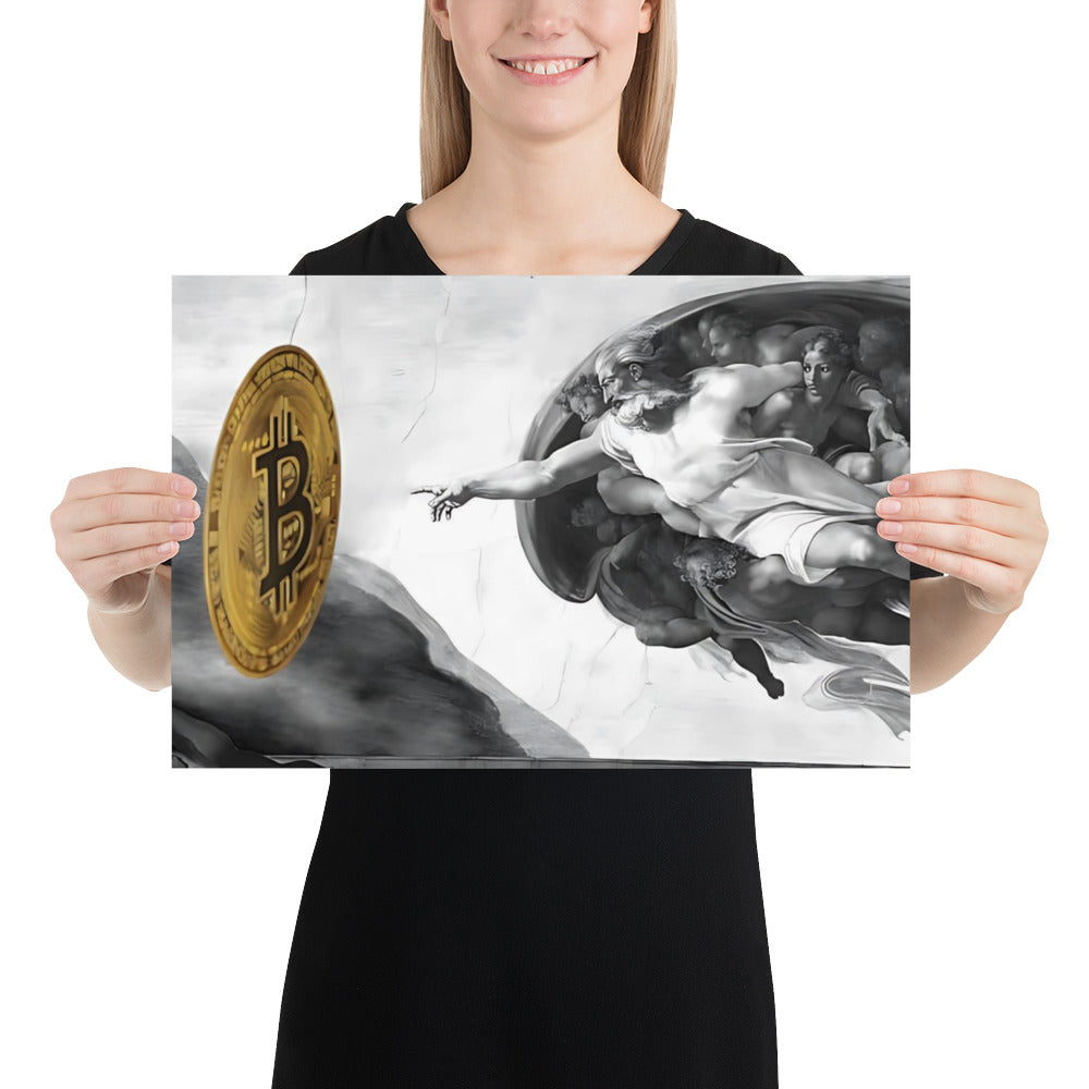 Creation of Bitcoin B&W Poster