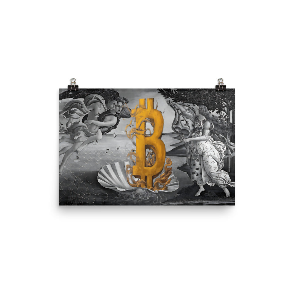 The Birth of Bitcoin B&W Poster