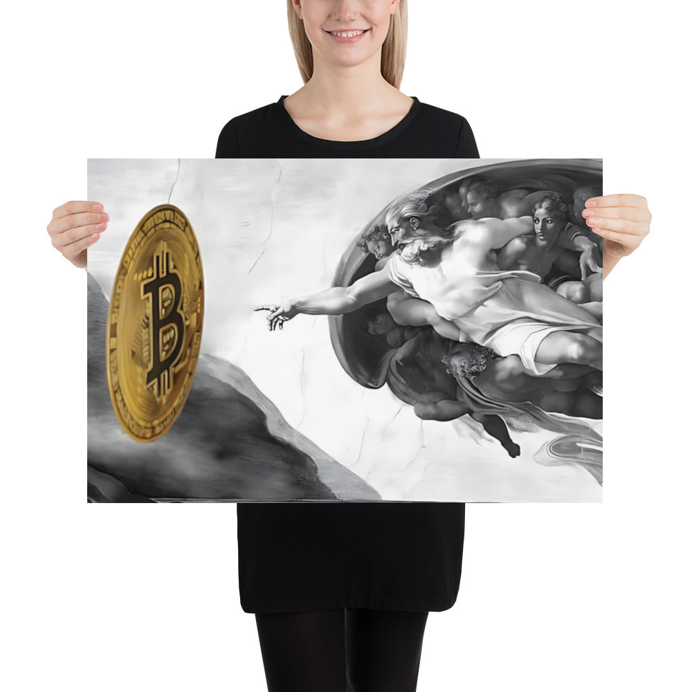 Creation of Bitcoin B&W Poster