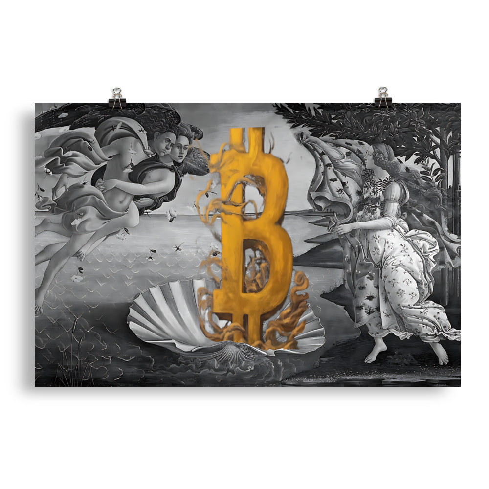 The Birth of Bitcoin B&W Poster