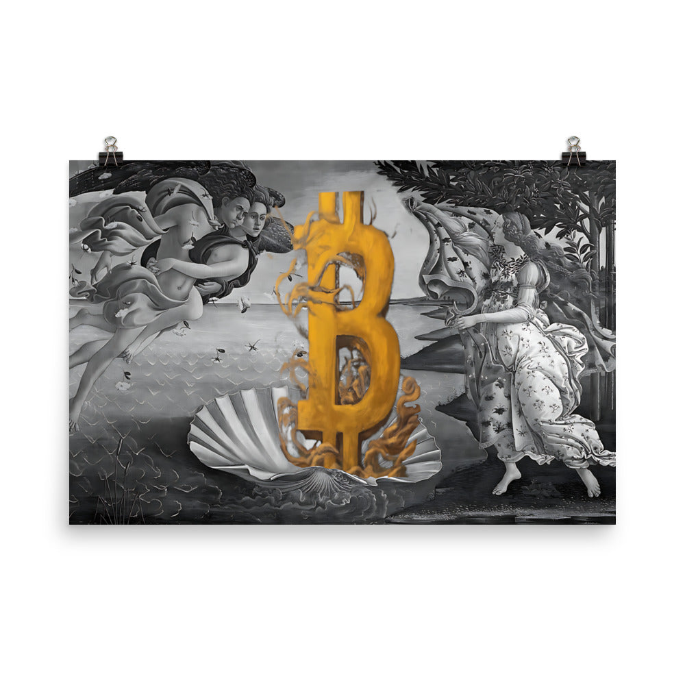 The Birth of Bitcoin B&W Poster