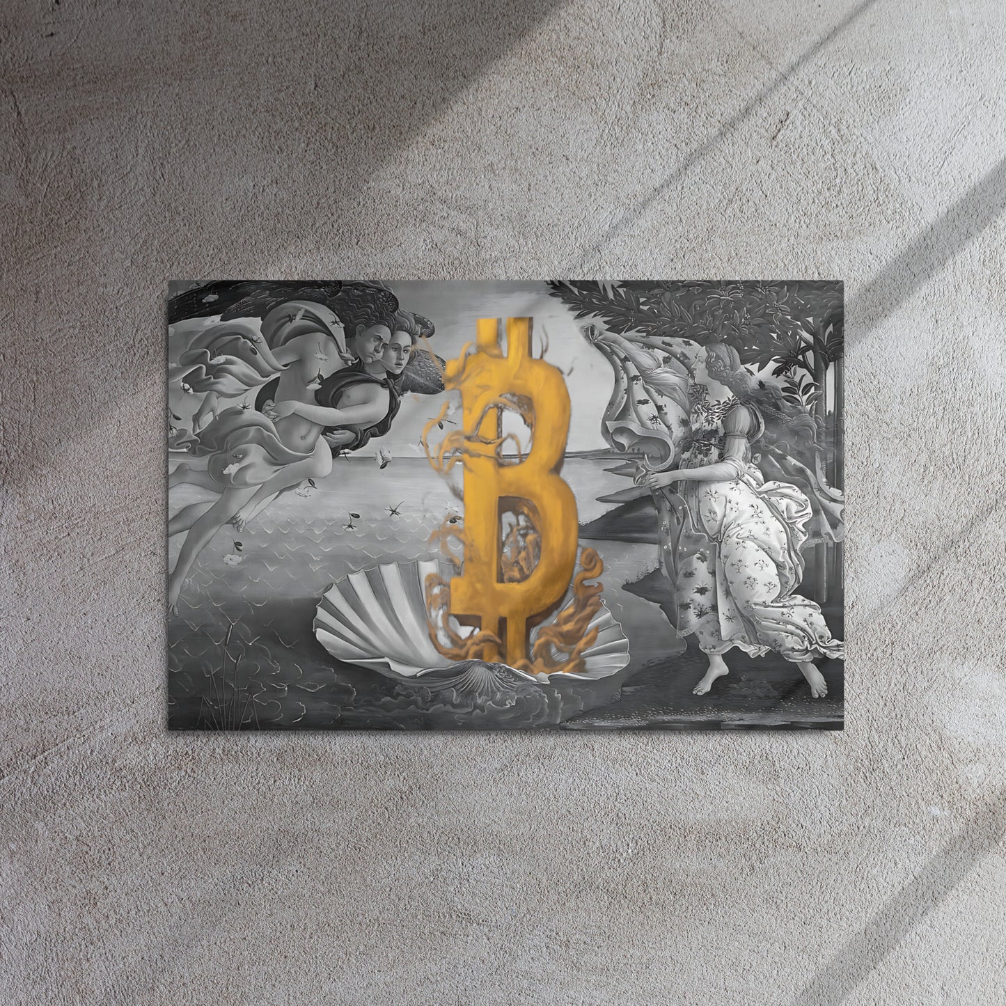 The Birth of Bitcoin B&W Metal prints