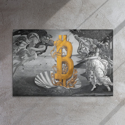 The Birth of Bitcoin B&W Metal prints